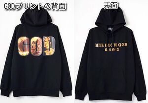 ★ MILLION GOD (ミリオンゴッド) ★ パーカー フーディー 3Lサイズ 黒色 パチスロ 万枚 ミズホ スロット 777 (タグ付き新品未着用)