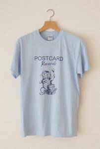 【新品】Postcard Record Tシャツ Mサイズ ネオアコ ギターポップ アノラック ドラム ネコ Aztec Camera 80s シルクスクリーンプリント 