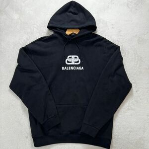 【美品・最高峰】 BALENCIAGA バレンシアガ メンズ プルオーバー パーカー フーディ デムナ期 リフレクターロゴ ブラック Lサイズ