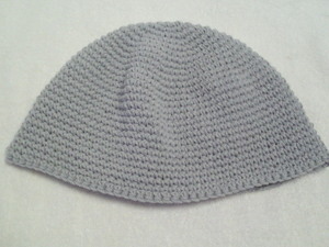 年中被れる 浅型１５㎝▲イスラム帽▲　コットン・綿１００％/グレー　細編み　ハンドメイド