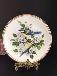 英国ヴィンテージ◆ Edwardian社「アオガラと林檎の花　Blue Tit with Apple Blossom 」イギリスの野鳥　絵皿　飾り皿