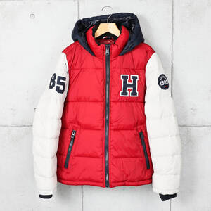 TOMMY HILFIGERトミーヒルフィガー◆中綿入り ダウンジャケット◆レッド×ホワイト×ネイビー◆サイズM