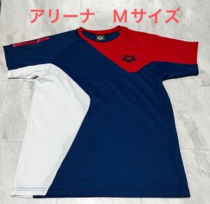 美品　レトロ　ARENA/アリーナ 半袖 Tシャツ ネイビー　ホワイト　レッド　 メンズ M 半袖