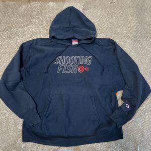 【3L】Champion チャンピオン パーカー 古着フード 特大希少サイズ 中古 ビンテージ プルオーバー XXL ヴィンテージ メンズ ネイビー