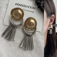 ▫︎▪︎332024▪︎▫︎goldタッセル2wayピアス/aaacccu