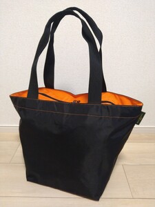 Herve Chapelier 925N 舟型ラージショルダー ナイロントートバッグ ブラック オレンジ エルベシャプリエ BAG 鞄 カバン