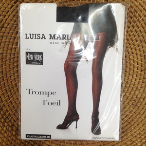 超お買い得 LULSA MARIA LUGLI ダイア柄 オールスルーパンティーストッキング 2サイズ NERO(ブラック) 3足セット 新品未使用品