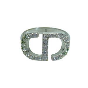 Christian Dior ディオール リング 指輪 アクセサリー ジュエリー 小物 ロゴ メタル ラインストーン シルバー 10号