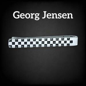 【希少】 Georg Jensen ジョージジェンセン 113 ネクタイピン マネークリップ チェス盤 チェック 格子柄 ヴィンテージ SV925 シルバー 1079