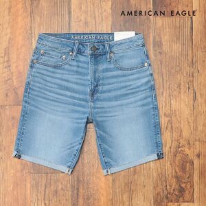 春夏/AMERICAN EAGLE/32インチ/デニム ハーフパンツ 3131-7482 伸縮性◎ ウォッシュ ダメージ加工 サーフ 新品/青/ブルー/ih110/