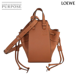 未使用 展示品 ロエベ LOEWE ハンモック ドローストリング ミニ 2way ハンド ショルダー バッグ レザー ブラウン 314.30.V07 90243422