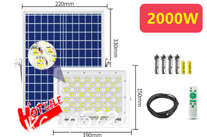 ◆新品◆街灯ソーラーライト屋外用 LED投光器 太陽光発電 防水 高輝度 バッテリー残量表示 防犯ライト庭用 ガーデンライト駐車場 照明2000W