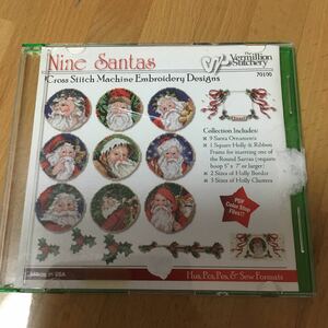 CD-ROM 刺繍データ Nine Santa 九人のサンタ模様クロスステッチ刺繍模様のデータ（刺しゅうカード、刺繍カードではありません）