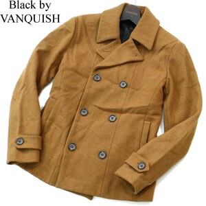 Black by VANQUISH ヴァンキッシュ 秋冬 メルトン ウール★ スリム Pコート Sz.S　メンズ　A2T12637_B#N