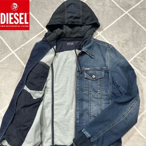 【最高傑作】極美品 DIESEL ディーゼル Gジャン デニムジャケット デニムパーカー Msize インディゴ DIESEL金具 ボタン刻印【幻の極上品】