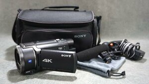 １円～【デジタルビデオカメラ】美品 ソニー SONY 4K HANDYCAM FDR-AX60 ガンマイクロフォン ECM-GZ1M 純正バック付き　　