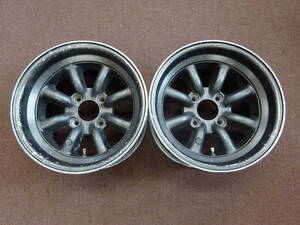 A-53　ワタナベ　★14×8J ET-7位 PCD114.3 4H 2本★　希少　当時物　極太　深リム　軽量　タコスポ　Racing sports car 旧車　等に是非 ！