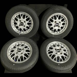 2022年製DUNLOP付 BBS 145/80R13×4.00B 4J+45 4穴 PCD100 13インチ アルミ ホイール 4H ピッチ100 鍛造 FORGED スバル 純正 オプション 