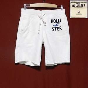 Hollister ホリスター スエット 生地 ハーフ ショート パンツ ロゴ 刺繍 白 M サイズ