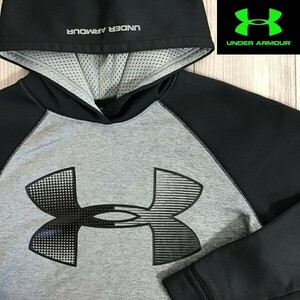 ★大人気!!国内未発売★[UNDER ARMOUR アンダーアーマー]STORM 裏起毛 パーカー[ユース 150]黒 グレー キッズ スポーツ 高性能 撥水 K2-055