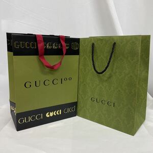 送料無料　GUCCI グッチ　ショップ袋 ブランド紙袋 紙袋 ショッパー　グリーン　2個セット　⑦