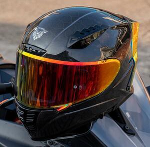 24新発売 新品 12K カーボン製 ツーリング フルフェイス ヘルメット カラーシールド付き