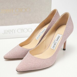 GQ2170*イタリア製*JIMMY CHOO ジミーチュウ《Romy 85》グリッター パンプス シューズ 35.5(22.5cm相当) 靴 ピンク系