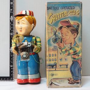 野村トーイ【SHUTTER-BUG シャッターバグ カメラ小僧 少年 動作不良】当時物ブリキ製 人形 TIN TOY■TN ノムラ【箱はコピー】0557