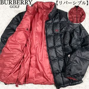 希少なLサイズ!!!【美品】 BURBERRY バーバリー 【リバーシブル】 2way ダウンジャケット ホースロゴ ブラック×レッド メンズ サイズL