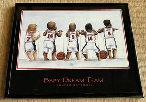 ヴィンテージ 90年代 BABY DREAM TEAM 額絵 Kenneth Gatewood NBA 1992 ドリームチーム バルセロナオリンピック USA マイケルジョーダン