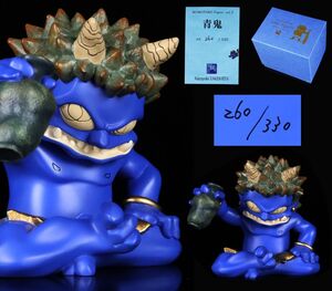 未使用保存品 人気作者 瀧下和之「青鬼」限定330/260 MOMOTARO ONI Figure フィギュア オブジェ 鬼人形 専用箱 証明書[64211yp]