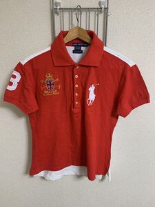 ［RALPH LAUREN］ラルフローレン 半袖ポロシャツ　赤　白　Lサイズ Y803