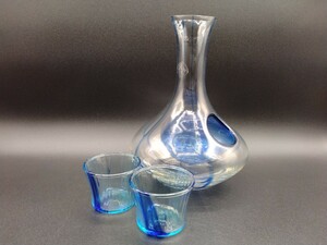 昭和レトロ ガラス 徳利 ぐい呑 氷ポケット 冷酒 セット 酒器