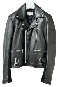 MAISON MARGIELA DOUBLE LEATHER JACKET レザー　ライダース　ブラック　ダブル　44 2015AW スタッフインターナショナル