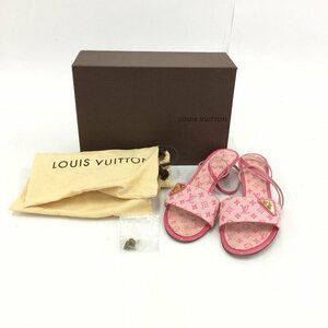 LOUIS VUITTON　ルイヴィトン　モノグラムミニ　キャンバス　アンクルストラップ　サンダル　38　箱付き・付属品あり【CGAV2045】