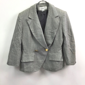 ◆お洒落な逸品◆Christian Dior/クリスチャンディオール ジャケット スーツ 裏地あり グレー 12 レディース K72 ｃ3608