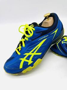 衝撃プライス！【最強スポーツモデル！】機能性抜群の1足！【asics レーザービーム】上質ランニングシューズ/青蛍光黄/jp24.5cm