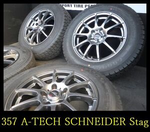 ホ冬【357】★KZ0401224〇A-TECH SCHNEIDER Stag〇16x6.5J 5穴 PCD114.3 +38 2021年製 Good’YEAR NAVI7 205/65R16 4本 ヤリスクロス など