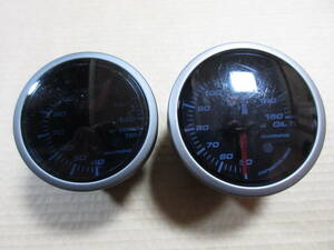 AUTOGAUGE オートゲージ 52φ電子式水温計+60φ電子式油温計 中古品 スモークレンズ ハーネス/センサー無し