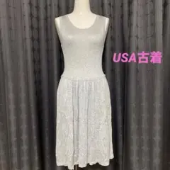 USA古着　ワンピース　ノースリーブ　膝丈ワンピース