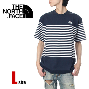 ノースフェイス ボーダー Tシャツ 紺 アーバンネイビー L メンズ レディース THE NORTH FACE 大きいサイズ アウトドア ブランド NT32406