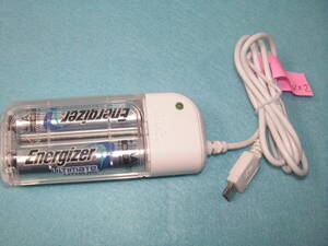 【リチウム電池付⑦】乾電池式充電器 コード付き　ing製　Energizer ULTimateリチウム乾電池２本付