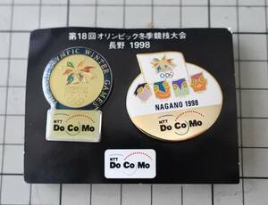 ピンバッジ 第18回オリンピック冬季競技大会 長野 1998年 ドコモ ピンズ ピンバッチ 五輪 スポーツ 当時物 NTT