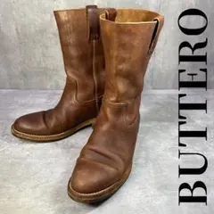 美品【BUTTERO】ペコスブーツ シワ加工 スチールトゥ ITARY 25.0