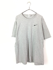 古着 90s NIKE スウォッシュ ワンポイント ソリッド Tシャツ グレー L 古着