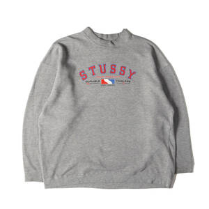 STUSSY ステューシー スウェット サイズ:L 90s OLD STUSSY 白タグ ブランドロゴ スウェットシャツ ヘザーグレー トップス トレーナー