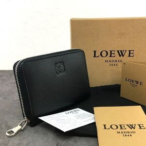 送料込み！ 未使用品 LOEWE コンパクト財布 アナグラム ブラック 花柄 567