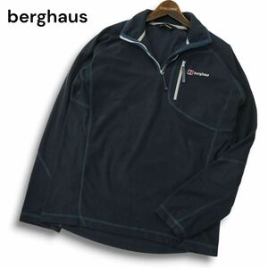 berghaus バーグハウス 秋冬 フリース★ ロゴ刺繍 長袖 ハーフジップ シャツ Sz.M　メンズ ネイビー アウトドア　A4T09683_9#E