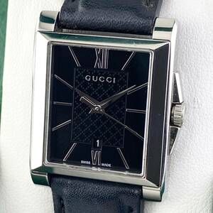 【1円〜】GUCCI グッチ 腕時計 レディース 138.5 ブラック文字盤 スクエア デイト 可動品