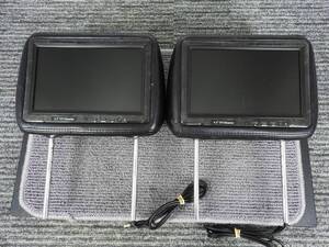 【社外】黒木目 9.2インチ ヘッドレストモニター 2個セット TFTモニター★ジャンク品「管理№NR3056」